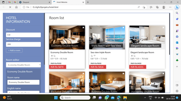 Hotel booking management system